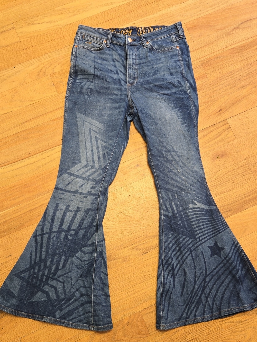 Wrangler Blue Geometric & Star Flare Jeans